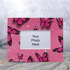 Pink Glitter Butterfly White Tabletop Photo Frame 4 x6  by Modalart