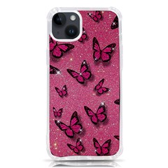 Pink Glitter Butterfly Iphone 14 Plus Tpu Uv Print Case by Modalart