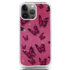 Pink Glitter Butterfly Iphone 13 Pro Max Tpu Uv Print Case by Modalart