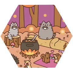 Pusheen Cute Fall The Cat Wooden Puzzle Hexagon by Modalart