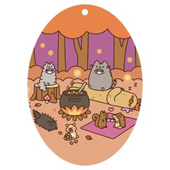 Pusheen Cute Fall The Cat Uv Print Acrylic Ornament Oval