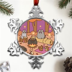 Pusheen Cute Fall The Cat Metal Small Snowflake Ornament by Modalart