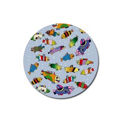 Fish Ocean Sea Water Diving Blue Rubber Coaster (round) by Modalart