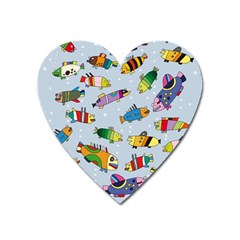 Fish Ocean Sea Water Diving Blue Heart Magnet by Modalart