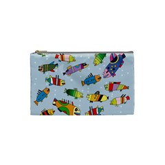 Fish Ocean Sea Water Diving Blue Cosmetic Bag (small) by Modalart