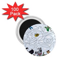 Dog Puzzle Maze Bee Butterfly 1 75  Magnets (100 Pack)  by Modalart