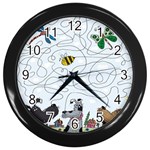 Dog Puzzle Maze Bee Butterfly Wall Clock (Black) Front