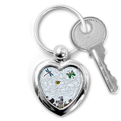 Dog Puzzle Maze Bee Butterfly Key Chain (heart) by Modalart