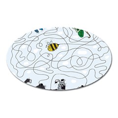 Dog Puzzle Maze Bee Butterfly Oval Magnet by Modalart