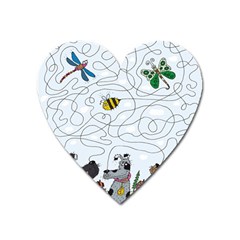 Dog Puzzle Maze Bee Butterfly Heart Magnet by Modalart