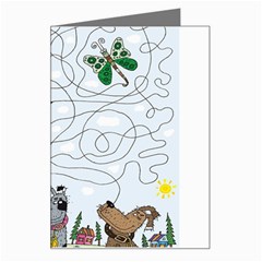 Dog Puzzle Maze Bee Butterfly Greeting Card by Modalart