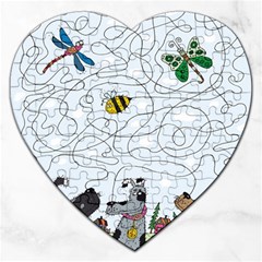 Dog Puzzle Maze Bee Butterfly Jigsaw Puzzle (heart) by Modalart