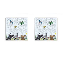 Dog Puzzle Maze Bee Butterfly Cufflinks (square) by Modalart