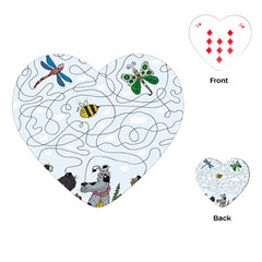 Dog Puzzle Maze Bee Butterfly Playing Cards Single Design (heart) by Modalart