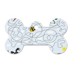 Dog Puzzle Maze Bee Butterfly Dog Tag Bone (two Sides) by Modalart