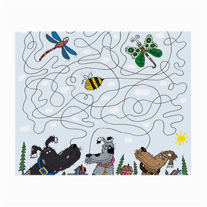 Dog Puzzle Maze Bee Butterfly Small Glasses Cloth (2 Sides)