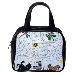 Dog Puzzle Maze Bee Butterfly Classic Handbag (one Side) by Modalart