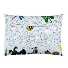 Dog Puzzle Maze Bee Butterfly Pillow Case by Modalart