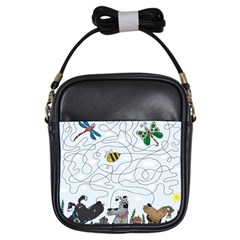 Dog Puzzle Maze Bee Butterfly Girls Sling Bag by Modalart