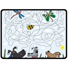 Dog Puzzle Maze Bee Butterfly Fleece Blanket (large) by Modalart