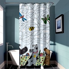 Dog Puzzle Maze Bee Butterfly Shower Curtain 36  X 72  (stall)  by Modalart