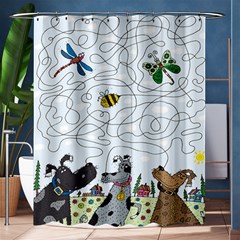 Dog Puzzle Maze Bee Butterfly Shower Curtain 60  X 72  (medium)  by Modalart