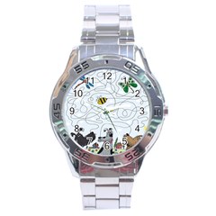 Dog Puzzle Maze Bee Butterfly Stainless Steel Analogue Watch