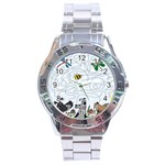 Dog Puzzle Maze Bee Butterfly Stainless Steel Analogue Watch Front