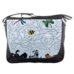 Dog Puzzle Maze Bee Butterfly Messenger Bag by Modalart