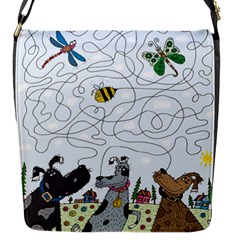 Dog Puzzle Maze Bee Butterfly Flap Closure Messenger Bag (s) by Modalart