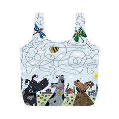 Dog Puzzle Maze Bee Butterfly Full Print Recycle Bag (m) by Modalart