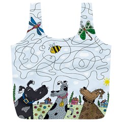 Dog Puzzle Maze Bee Butterfly Full Print Recycle Bag (xl) by Modalart