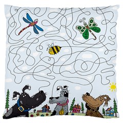 Dog Puzzle Maze Bee Butterfly Standard Premium Plush Fleece Cushion Case (two Sides) by Modalart