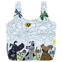 Dog Puzzle Maze Bee Butterfly Full Print Recycle Bag (xxl) by Modalart