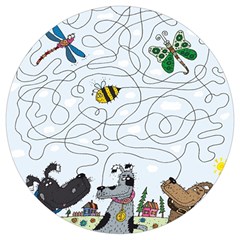 Dog Puzzle Maze Bee Butterfly Round Trivet by Modalart