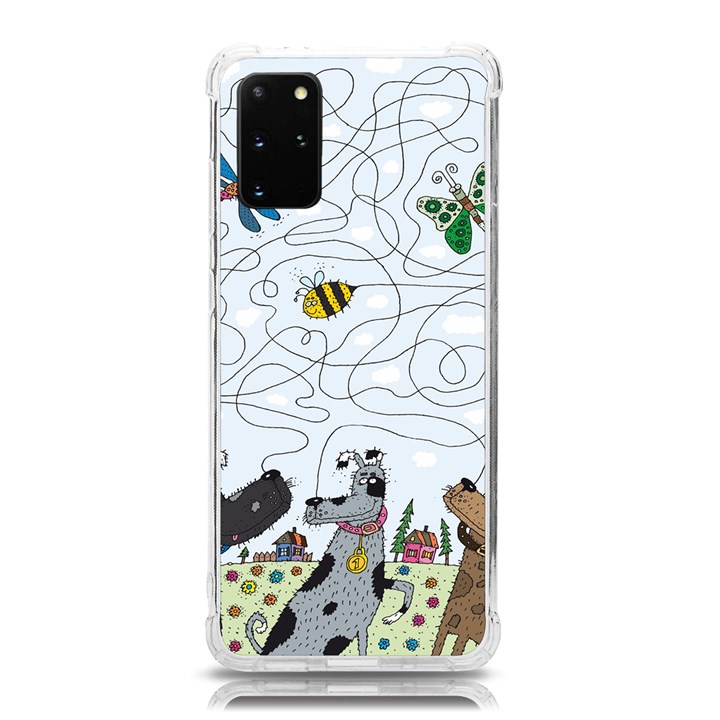 Dog Puzzle Maze Bee Butterfly Samsung Galaxy S20Plus 6.7 Inch TPU UV Case