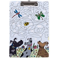 Dog Puzzle Maze Bee Butterfly A4 Acrylic Clipboard by Modalart