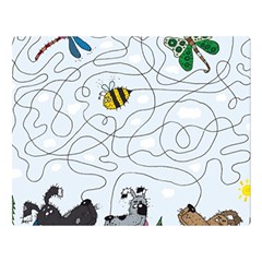 Dog Puzzle Maze Bee Butterfly Premium Plush Fleece Blanket (large) by Modalart