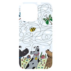 Dog Puzzle Maze Bee Butterfly Iphone 14 Pro Max Black Uv Print Case by Modalart