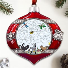 Dog Puzzle Maze Bee Butterfly Metal Snowflake And Bell Red Ornament