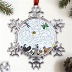 Dog Puzzle Maze Bee Butterfly Metal Large Snowflake Ornament Front