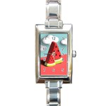 Watermelon Fruit Rectangle Italian Charm Watch Front