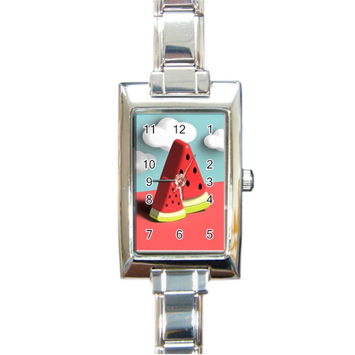 Watermelon Fruit Rectangle Italian Charm Watch