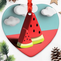 Watermelon Fruit Ornament (heart)