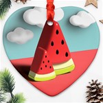 Watermelon Fruit Ornament (Heart) Front