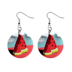 Watermelon Fruit Mini Button Earrings