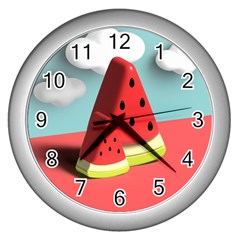 Watermelon Fruit Wall Clock (silver) by Modalart