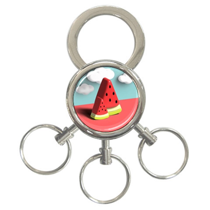 Watermelon Fruit 3-Ring Key Chain