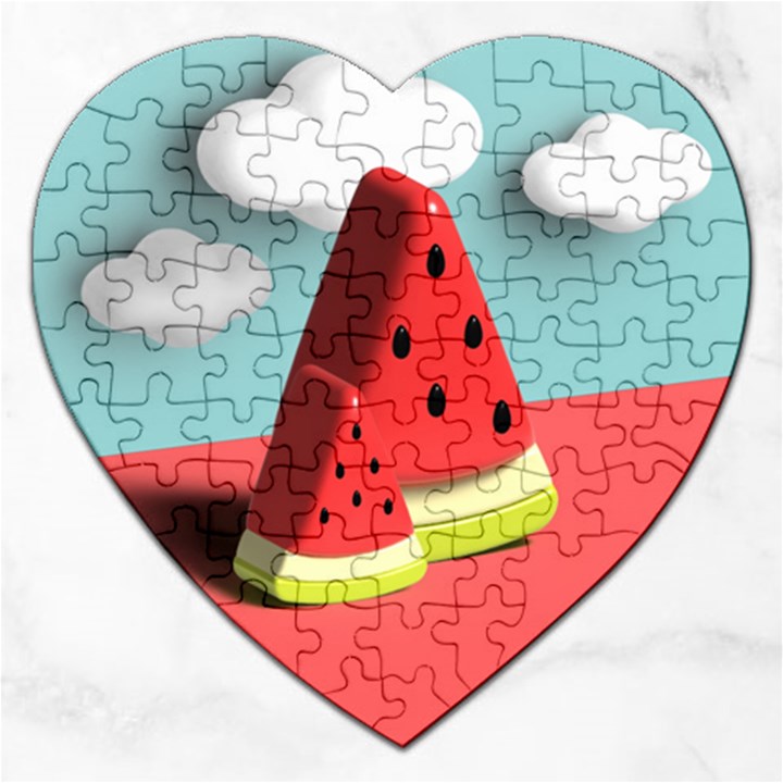 Watermelon Fruit Jigsaw Puzzle (Heart)