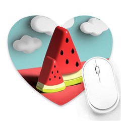 Watermelon Fruit Heart Mousepad by Modalart